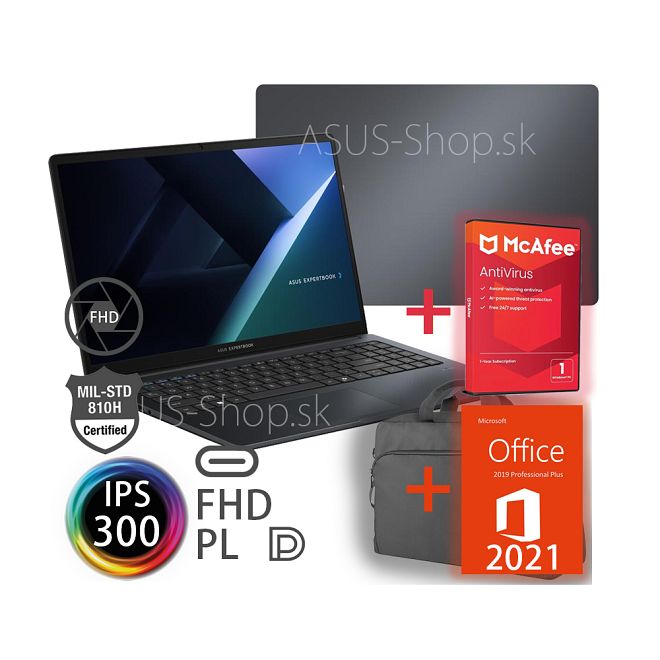 ASUS ExpertBook B1 B1503CVA 15.6 FHD IPS Core 5-210H 512GB SSD 8GB FP W11Pro šedý bez adap ASUS ExpertBook B1 B1503CVA 15.6 FHD IPS Core 5-210H 512GB SSD 8GB FP W11Pro šedý bez adap