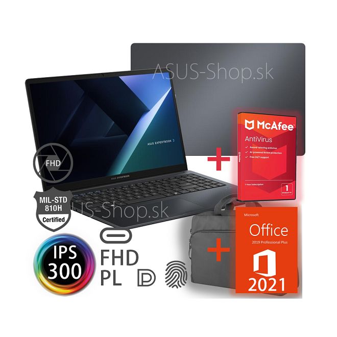 ASUS Expertbook BM1 BM1503CDA 15.6 FHD IPS R7-7735HS Radeon 1TB SSD 32GB FP W11Pro šedý + darček