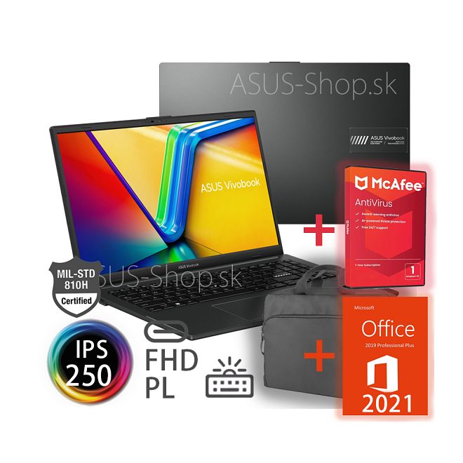 ASUS Vivobook Go 15 E1504FA FHD IPS R3-7320U Radeon 512GB SSD 8GB W11H čierny + darčeky ASUS Vivobook Go 15 E1504FA FHD IPS R3-7320U Radeon 512GB SSD 8GB W11H čierny + darčeky