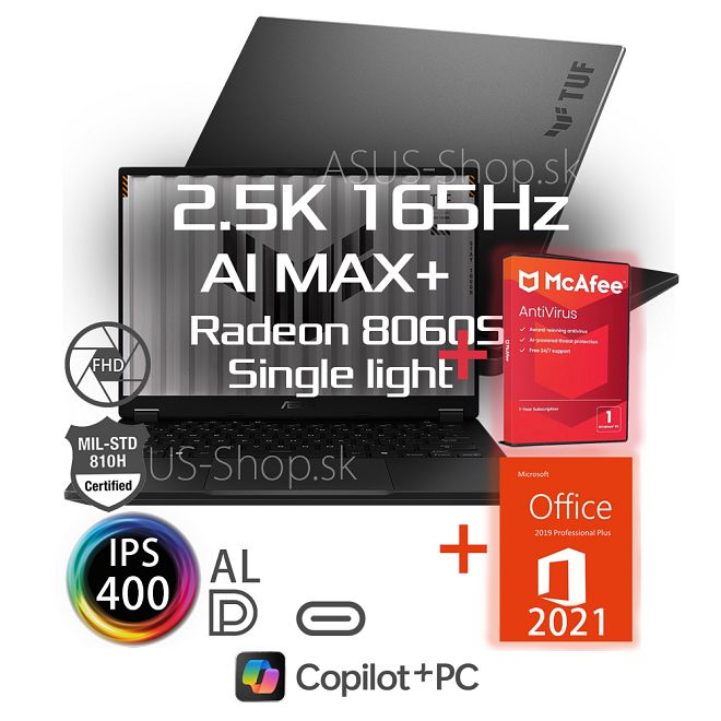 ASUS TUF Gaming A14 FA401EA 2.5K AI MAX+ 392 64GB 1TB SSD W11H šedý ASUS TUF Gaming A14 FA401EA 2.5K AI MAX+ 392 64GB 1TB SSD W11H šedý