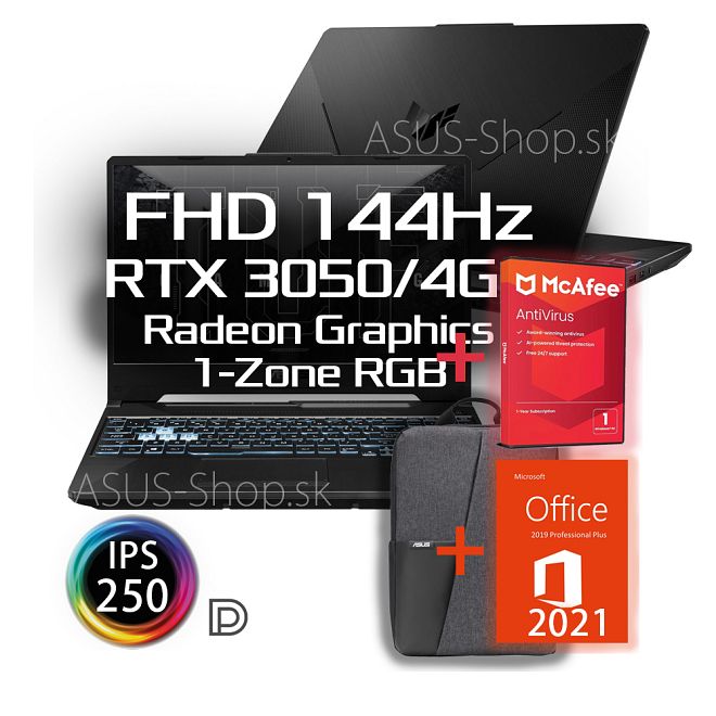 ASUS TUF Gaming A15 FA506NC 15.6 FHD R5-7535HS RTX3050/4G 16GB 1TB SSD W11Pro čierny + dva darčeky