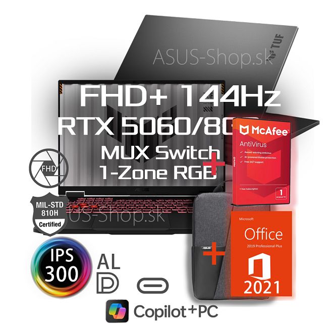ASUS TUF Gaming A16 FA608UMI FHD+ R7-260 RTX5060/8G 32GB 1TB SSD W11H šedý + dva darčeky ASUS TUF Gaming A16 FA608UMI FHD+ R7-260 RTX5060/8G 32GB 1TB SSD W11H šedý + dva darčeky