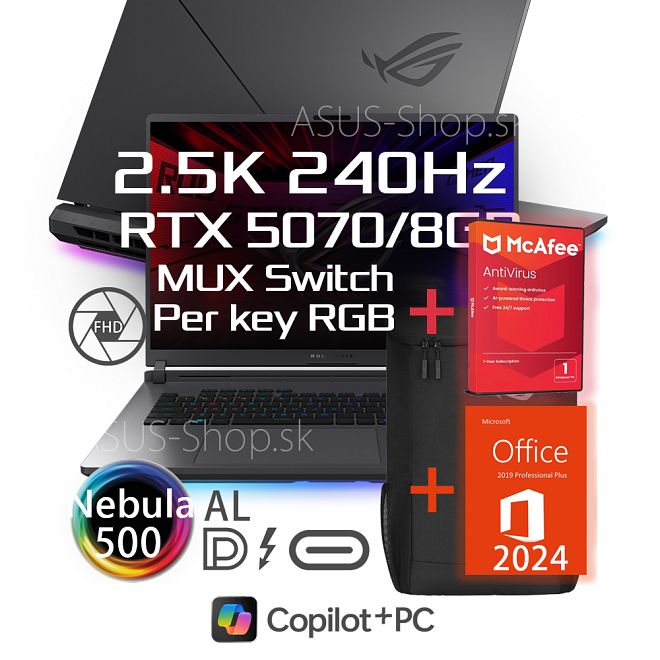 ASUS ROG Strix G18 G815LP 2.5K Ultra 7-255HX RTX5070/8G 32GB 1TB SSD W11Pro šedý 