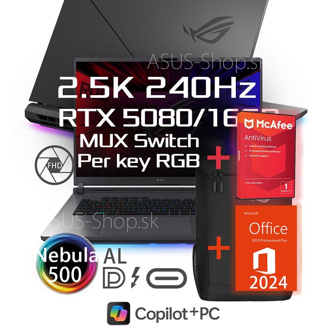 ASUS ROG Strix G18 G815LW 2.5K Ultra 9-275HX RTX5080/16G 32GB 1TB SSD W11Pro šedý 