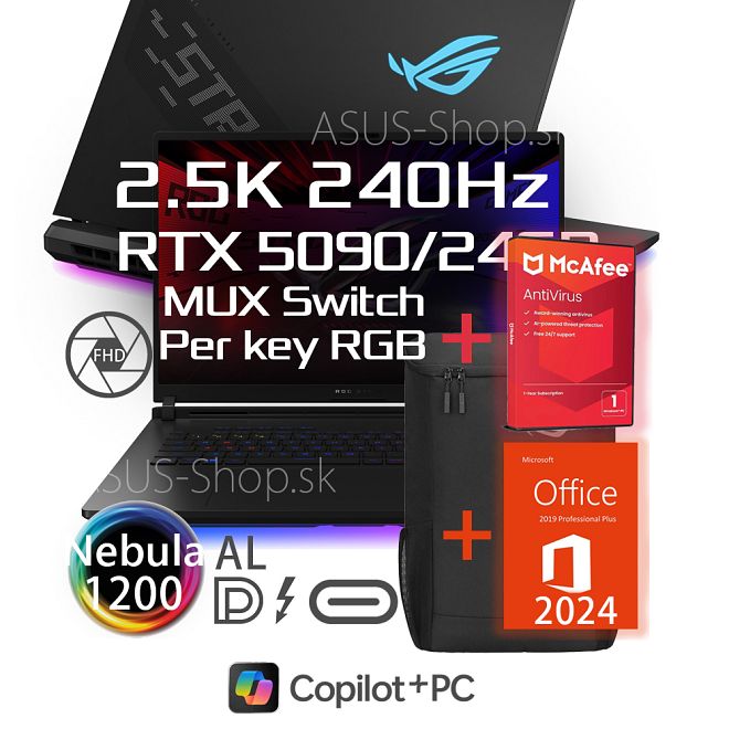 ASUS ROG Strix SCAR 18 G835LX 2.5K Ultra 9-275HX RTX5090/24G 32GB 2TB SSD W11Pro čierny 
