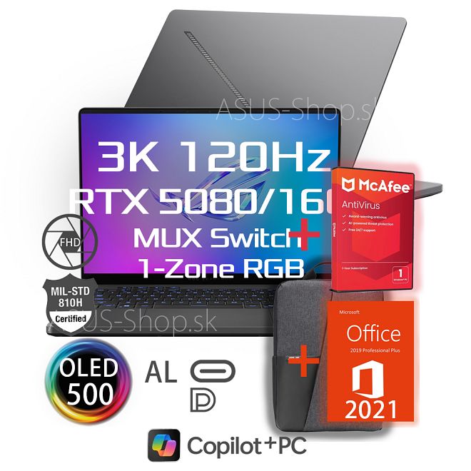 ASUS ROG Zephyrus G14 GA403WW 14 3K AI9-HX370 RTX5080/16G 32GB 1TB SSD W11Pro tmavý