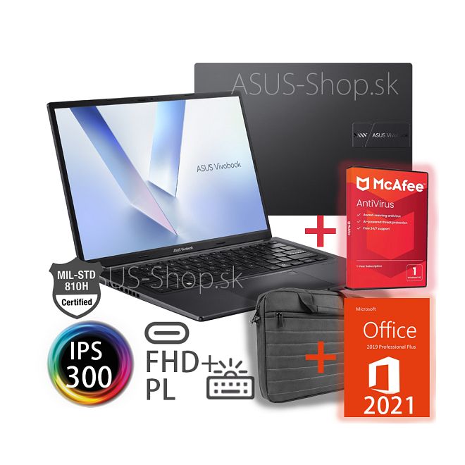 ASUS Vivobook 14 M1405NAQ FHD+ R5-150 Radeon 660M 512GB SSD 16GB FP W11H čierny + dva darčeky ASUS Vivobook 14 M1405NAQ FHD+ R5-150 Radeon 660M 512GB SSD 16GB FP W11H čierny + dva darčeky