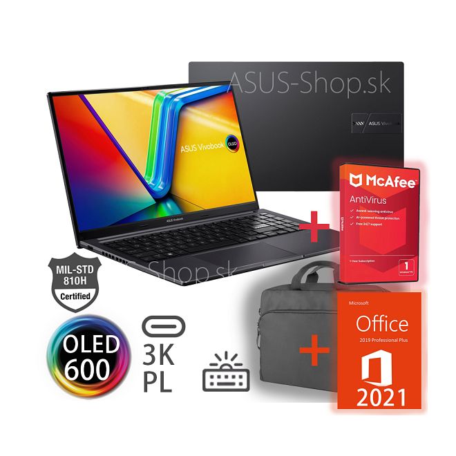 ASUS VivoBook 15 M1505YA OLED 2.8K R7-7730U Radeon 1TB SSD 16GB W11H čierny + dva darčeky ASUS VivoBook 15 M1505YA OLED 2.8K R7-7730U Radeon 1TB SSD 16GB W11H čierny + dva darčeky