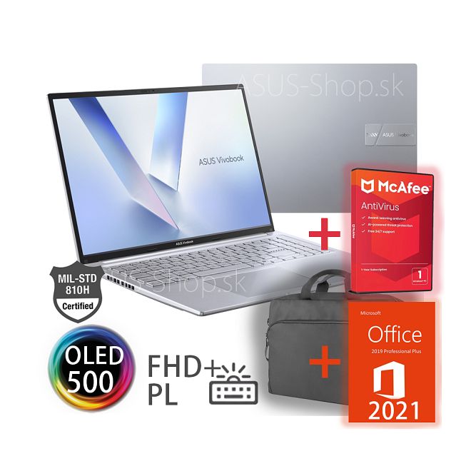 ASUS Vivobook 16 M1605NAQ OLED FHD+ R7-170 Radeon 680M 1TB SSD 16GB DDR5 W11H strieborný + dva darčeky
