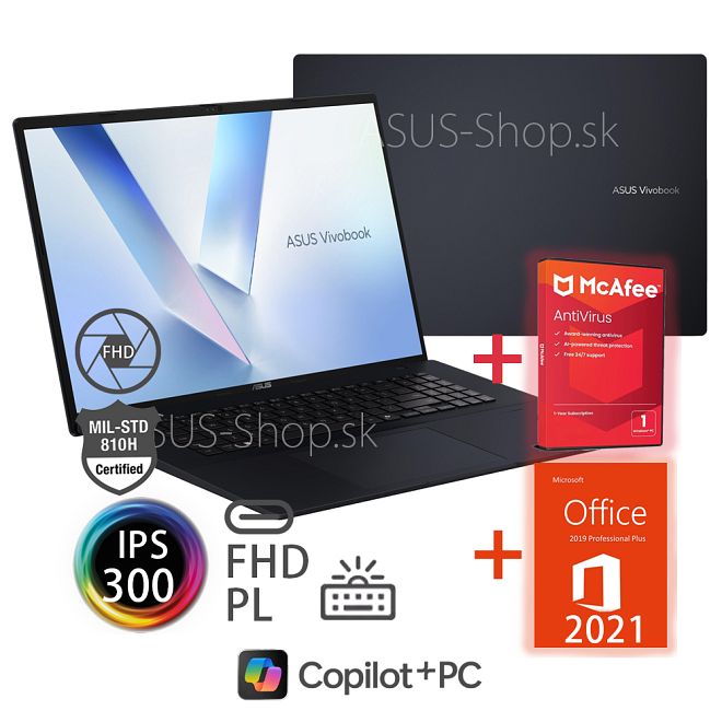 ASUS Vivobook 18 M1807GA FHD+ AI7-445 R840M 1TB SSD 32GB W11H modrý + dva darčeky ASUS Vivobook 18 M1807GA FHD+ AI7-445 R840M 1TB SSD 32GB W11H modrý + dva darčeky