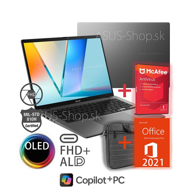 ASUS Vivobook S14 OLED M3407KA FHD+ AI5-330 Radeon 1TB SSD 32GB W11H šedý