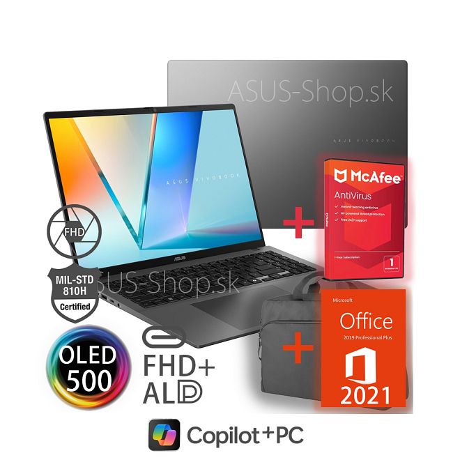 ASUS Vivobook S16 OLED M3607KA FHD+ AI7-350 R860M 1TB SSD 32GB W11H šedý + dva darčeky
