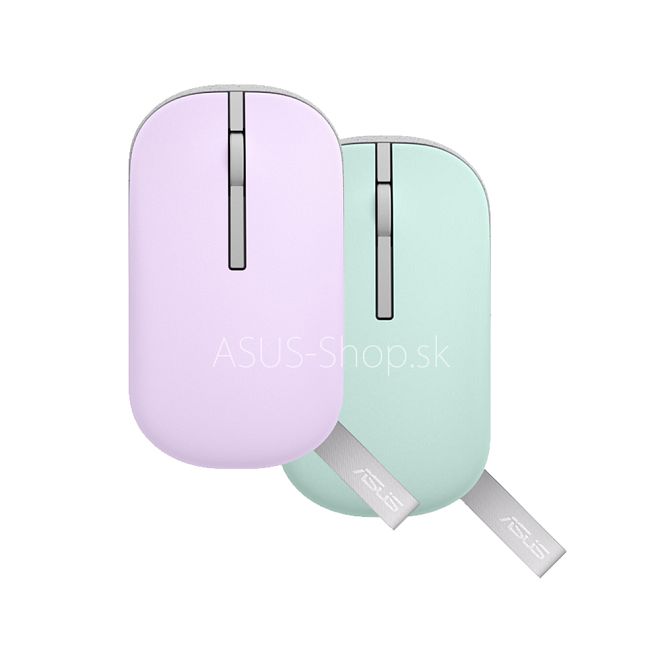 ASUS mouse Marshmallow MD100 - Lilac Mist Purple optická bezdrôtová myš s magnetickými krytmi fialová a zelená ASUS mouse Marshmallow MD100 - Lilac Mist Purple optická bezdrôtová myš s magnetickými krytmi fialová a zelená