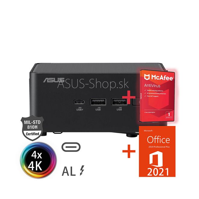 ASUS NUC 14 Pro Ultra 5-125H Intel Arc 16GB DDR5 2xM.2, 1xSATA, Wi-Fi, BT, 2xTB4 Win11Pro vysoký čierny