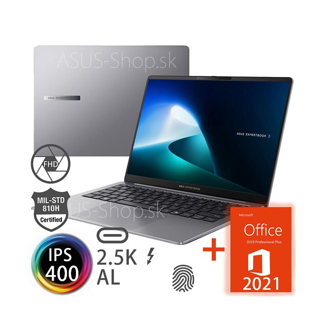ASUS Expertbook P5 P5405CSA 14 QHD+ Ultra 7-258V Arc™ 140V 1TB SSD 32GB FP W11Pro šedý 3R ON-SITE NBD