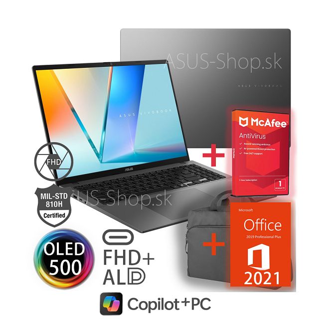 ASUS Vivobook S16 OLED S3607AA FHD+ Ultra 9-386H Arc™ 1TB SSD 32GB W11H šedý + darčeky