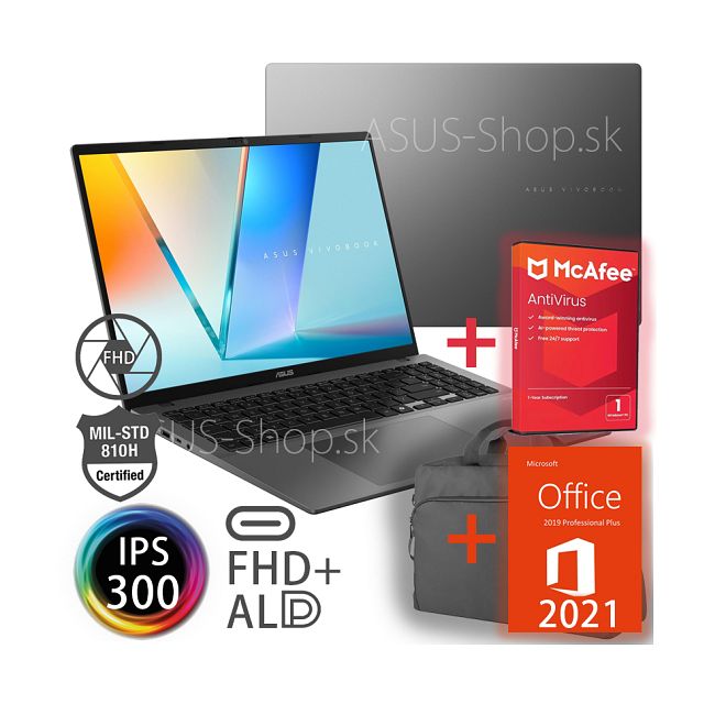 ASUS Vivobook S16 S3607VA FHD+ IPS Core 5-210H UHD 1TB SSD 16GB W11H šedý + darčeky