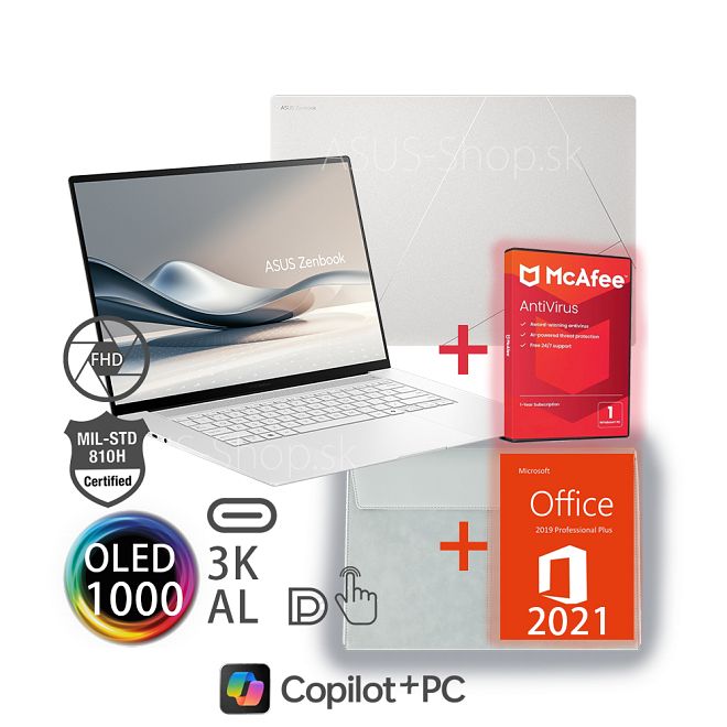 ASUS Zenbook S16 OLED UM5606GA 3K dotyk AI7-445 R840M 1TB SSD 32GB Win11H biely ASUS Zenbook S16 OLED UM5606GA 3K dotyk AI7-445 R840M 1TB SSD 32GB Win11H biely