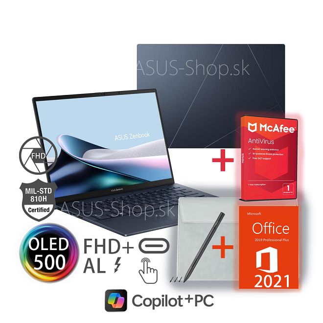 ASUS Zenbook 14 OLED UX3405CA 14 FHD+ dotyk Ultra 7-255H Arc™ 512GB SSD 32GB NMPD Win11H modrý ASUS Zenbook 14 OLED UX3405CA 14 FHD+ dotyk Ultra 7-255H Arc™ 512GB SSD 32GB NMPD Win11H modrý