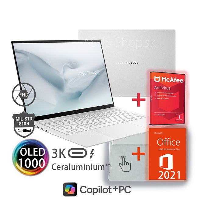 ASUS Zenbook S14 OLED UX5406AA 14 3K dotyk Ultra 9-386H Arc™ 1TB SSD 32GB Win11Pro biely bez adap