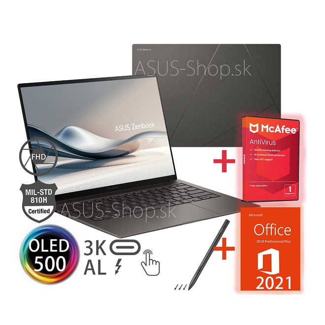 ASUS Zenbook S14 OLED UX5406SA 14 3K dotyk Ultra 7-258V Arc™ 1TB SSD 32GB Win11Pro šedý