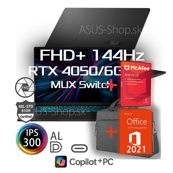 ASUS Vivobook V16 V3607VP FHD+ Core 5-210H RTX4050/6G 16GB 1TB SSD W11Pro čierny + darčeky ASUS Vivobook V16 V3607VP FHD+ Core 5-210H RTX4050/6G 16GB 1TB SSD W11Pro čierny + darčeky