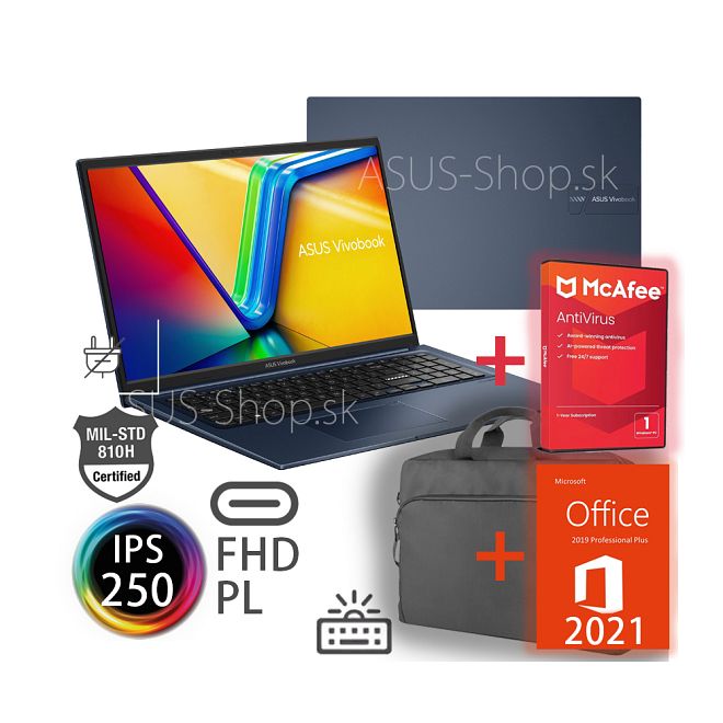 ASUS Vivobook 17 X1704VA FHD Core 5-120U UHD 512GB SSD 16GB W11Pro modrý bez adap ASUS Vivobook 17 X1704VA FHD Core 5-120U UHD 512GB SSD 16GB W11Pro modrý bez adap