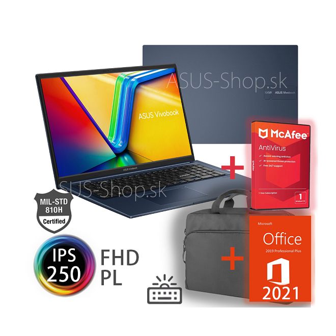 ASUS Vivobook 17 X1704VA FHD i3-1315U UHD 512GB SSD 8GB W11H modrý + dva darčeky