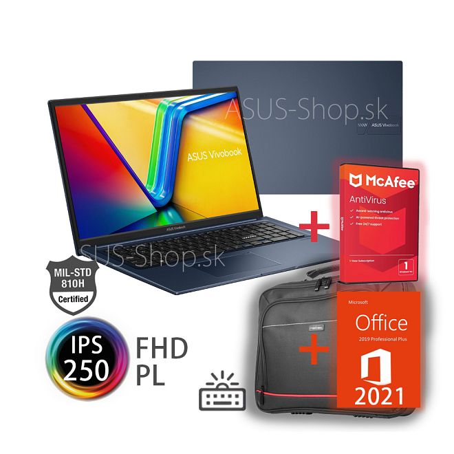 ASUS Vivobook 17 X1704VA FHD i3-1315U UHD 512GB SSD 8GB W11H modrý + dva darčeky ASUS Vivobook 17 X1704VA FHD i3-1315U UHD 512GB SSD 8GB W11H modrý + dva darčeky