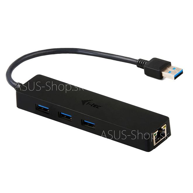 Pasívny HUB i-tec USB 3.0 A slim 3-portový integrovaný Gbit LAN čierny