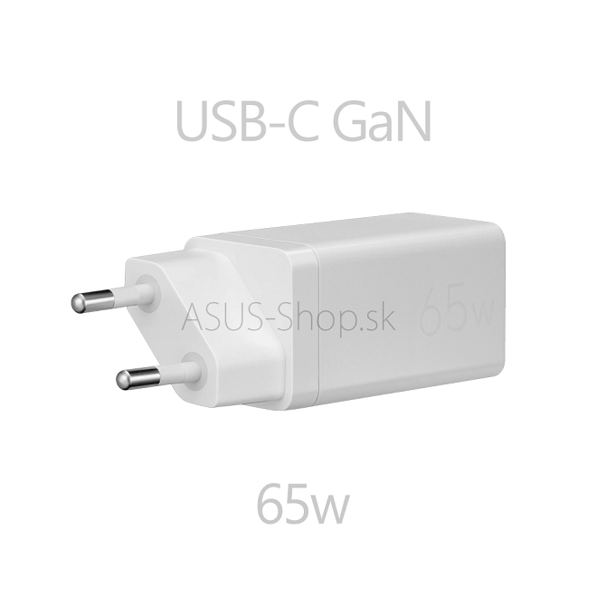 ASUS orig. univer. adaptér pre notebook 2x USB-C GaN 65W biely ASUS orig. univer. adaptér pre notebook 2x USB-C GaN 65W biely