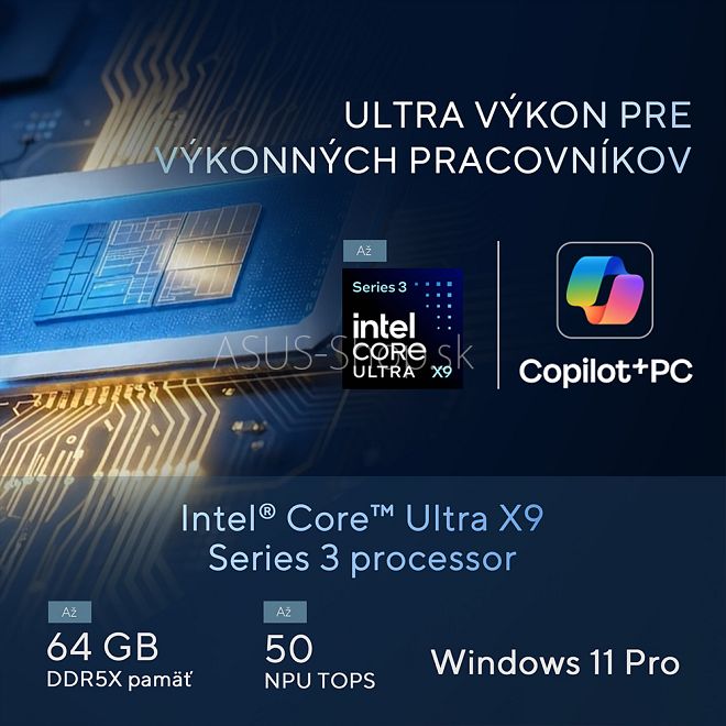 ASUS Expertbook Ultra OLED B9406CAA 14 3K dotyk Ultra X7-356H Arc™ 1TB SSD 32GB FP W11Pro 3R on-site čierny