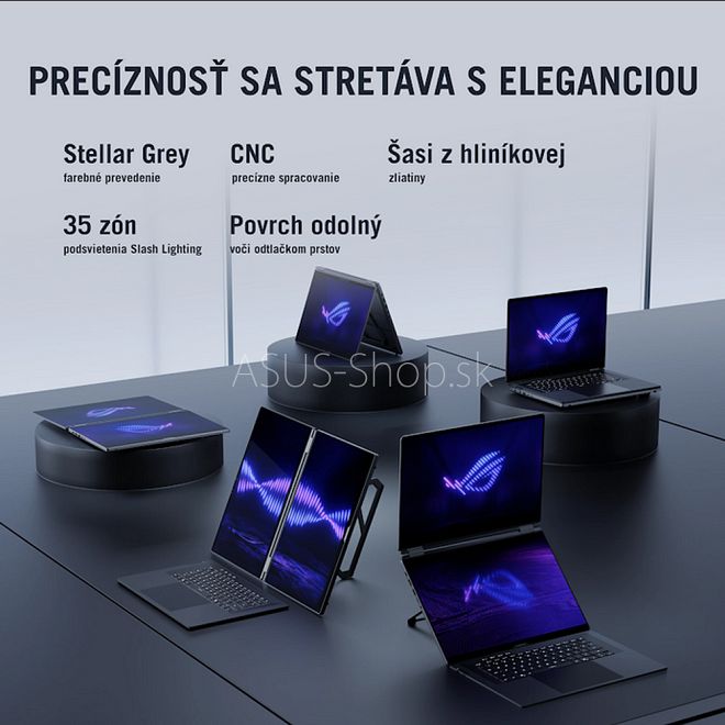 ASUS ROG Zephyrus Duo 16 GX651AX 3K dotyk Ultra 9-386H RTX5090/24G 64GB 2TB SSD W11Pro šedý