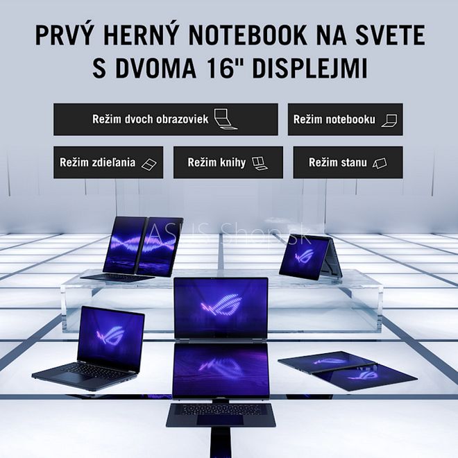 ASUS ROG Zephyrus Duo 16 GX651AX 3K dotyk Ultra 9-386H RTX5090/24G 64GB 2TB SSD W11Pro šedý