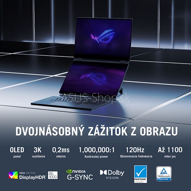 ASUS ROG Zephyrus Duo 16 GX651AX 3K dotyk Ultra 9-386H RTX5090/24G 64GB 2TB SSD W11Pro šedý