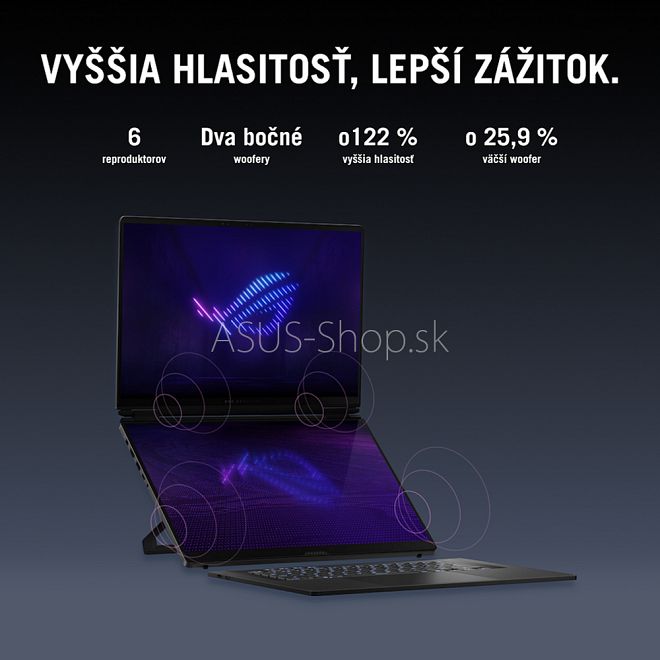 ASUS ROG Zephyrus Duo 16 GX651AX 3K dotyk Ultra 9-386H RTX5090/24G 64GB 2TB SSD W11Pro šedý