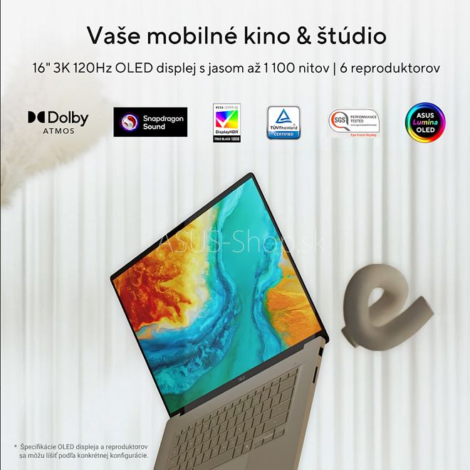 ASUS Zenbook A16 UX3607OA 16 OLED 3K Snapdragon Elite Extreme X2E-94-100 Adreno 1TB SSD 24GB Win11Pro zlatý ASUS Zenbook A16 UX3607OA 16 OLED 3K Snapdragon Elite Extreme X2E-94-100 Adreno 1TB SSD 24GB Win11Pro zlatý