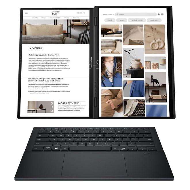 ASUS Zenbook Duo UX8406CA 14 3K dotyk Ultra 9-285H Arc™ 2TB 32GB W11Pro šedý