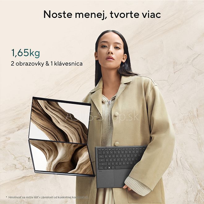 ASUS Zenbook DUO UX8407AA 14 3K dotyk Ultra X9-378H Arc™ 1TB 32GB W11H šedý bez adap ASUS Zenbook DUO UX8407AA 14 3K dotyk Ultra X9-378H Arc™ 1TB 32GB W11H šedý bez adap