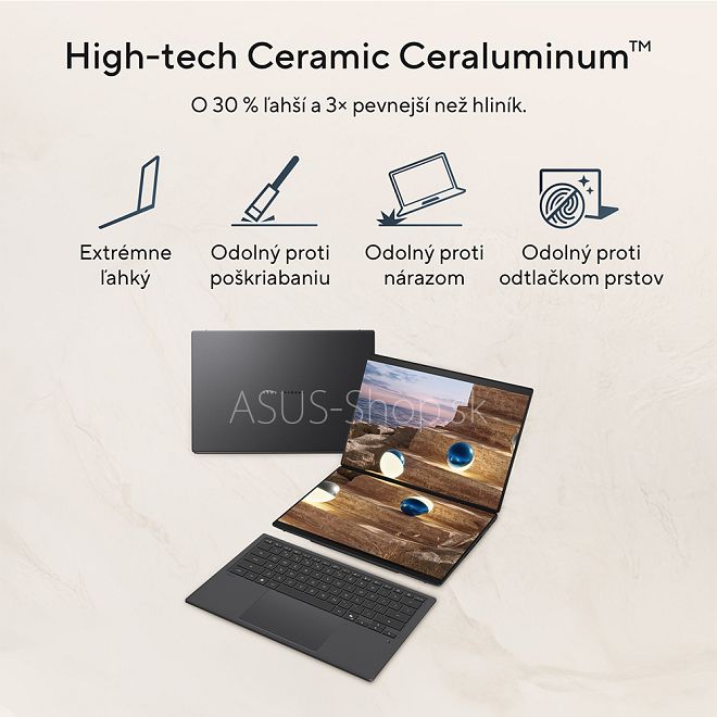 ASUS Zenbook DUO UX8407AA 14 3K dotyk Ultra X9-378H Arc™ 1TB 32GB W11H šedý bez adap ASUS Zenbook DUO UX8407AA 14 3K dotyk Ultra X9-378H Arc™ 1TB 32GB W11H šedý bez adap