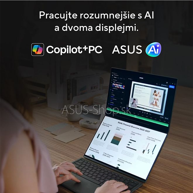 ASUS Zenbook DUO UX8407AA 14 3K dotyk Ultra X9-378H Arc™ 1TB 32GB W11H šedý bez adap ASUS Zenbook DUO UX8407AA 14 3K dotyk Ultra X9-378H Arc™ 1TB 32GB W11H šedý bez adap