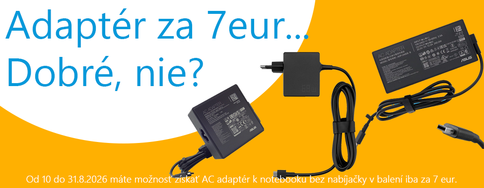 Odporúčaná nabíjačka k notebooku bez adaptéra za symbolických 7 eur. Iba do konca augusta 2026 Odporúčaná nabíjačka k notebooku bez adaptéra za symbolických 7 eur. Iba do konca augusta 2026