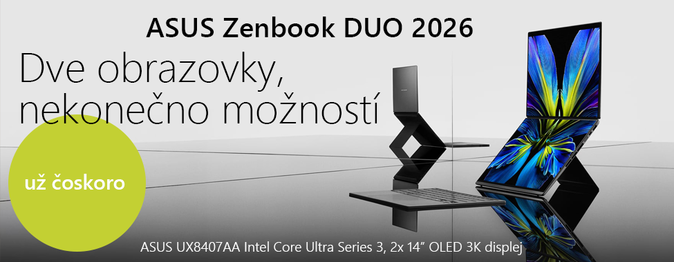 Už čoskoro si môžete objednať nový ASUS Zenbook DUO 2026 so skrytým pántom. S exkluzívnymi darčekmi ako doživotná licencia MS Office 2024 Pro a niektorou z exkluzívnych ASUS tašiek alebo batohov. Už čoskoro si môžete objednať nový ASUS Zenbook DUO 2026 so skrytým pántom. S exkluzívnymi darčekmi ako doživotná licencia MS Office 2024 Pro a niektorou z exkluzívnych ASUS tašiek alebo batohov.
